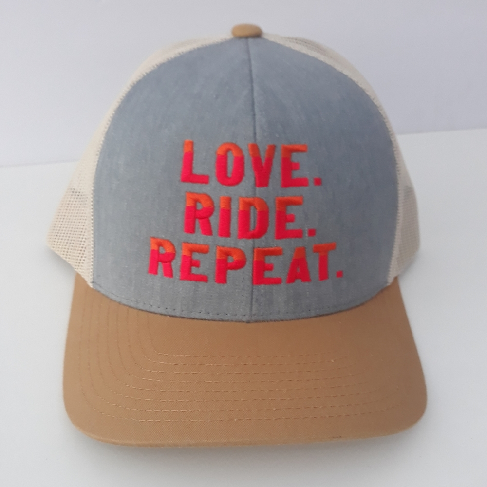3/$15 Pacific mesh trucker style hat, Love. Ride. Repeat
